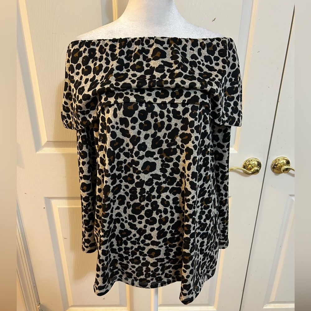 Loft Leopard Print Sweater, Medium - image 1